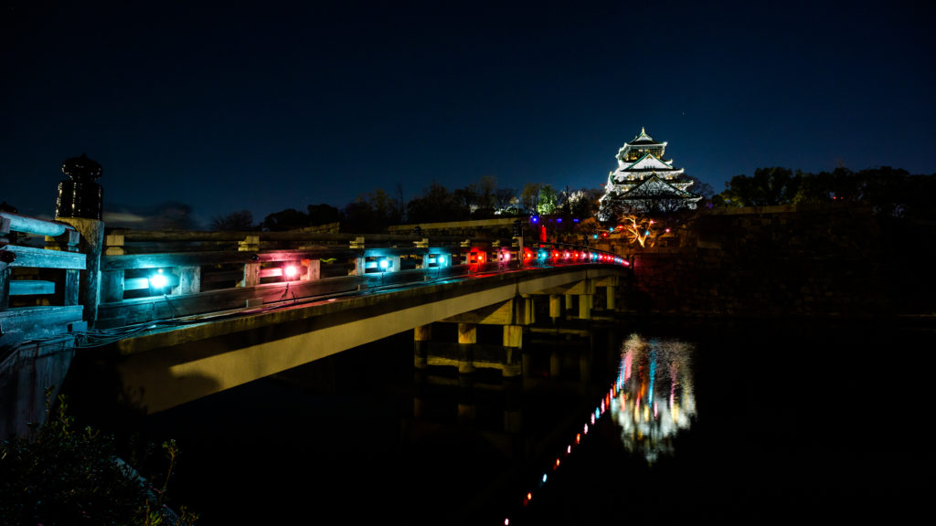 Le Chateau d'Osaka la nuit lors de Sakuya Lumina, magnifique ! Credit : Moment Factory